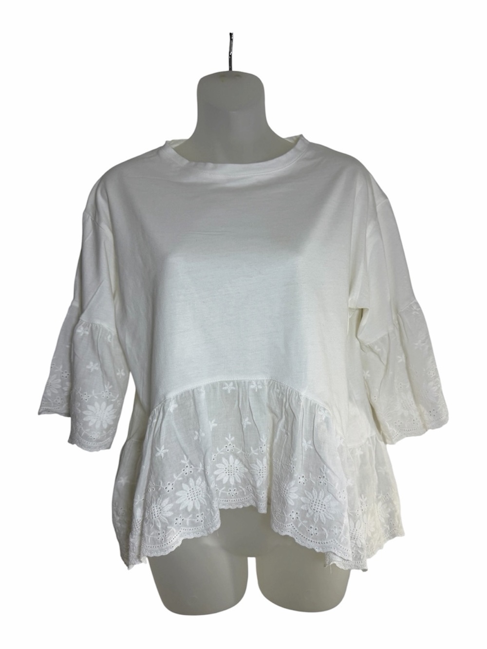 Chicwish White Eyelet Peplum Ruffle Blouse